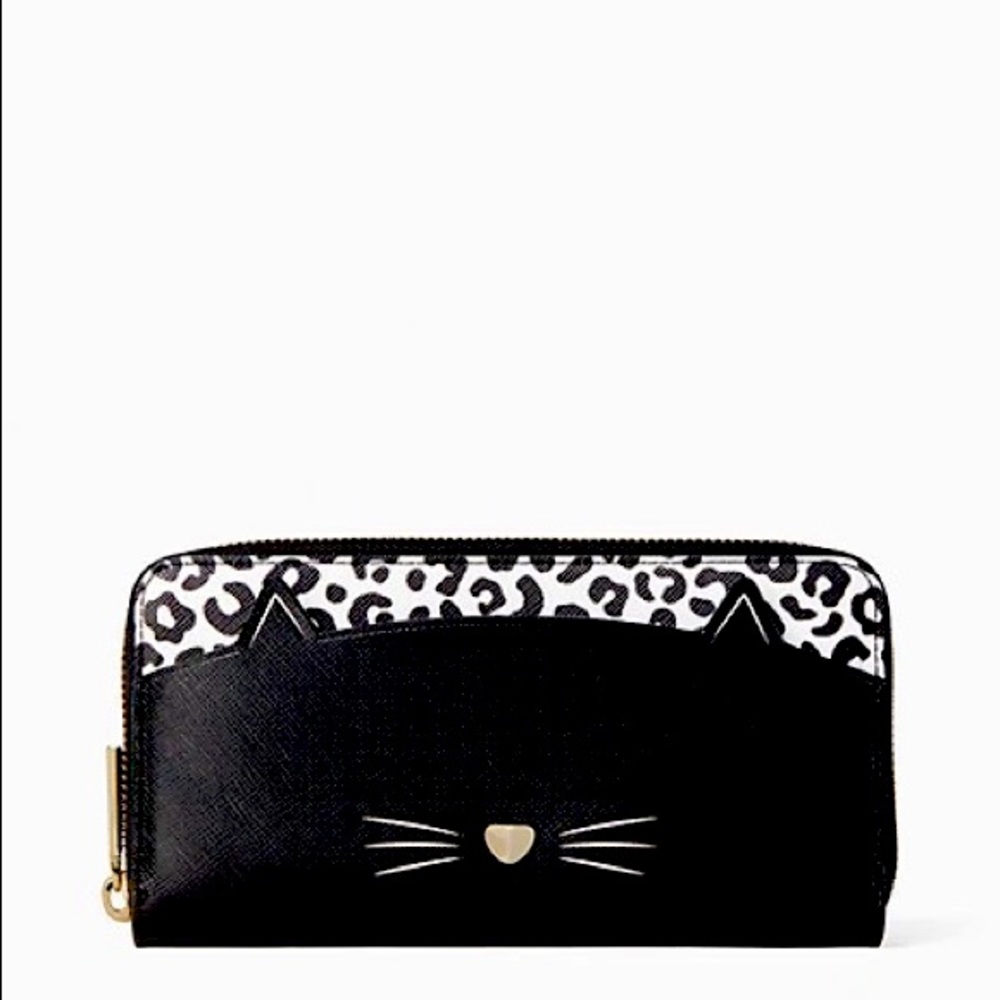 Kate Spade Meow cat large continental wallet